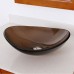 ELITE Unique Oval Clear Brown Bathroom Glass Vessel Sink & Oil Rubbed Bronze Finish Faucet Combo - B00OP7N5UQ